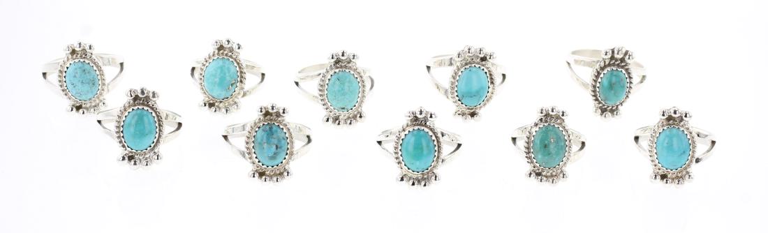 Lenora Silversmith Begay Turquoise Rings Lot of 10 (1 of 3)