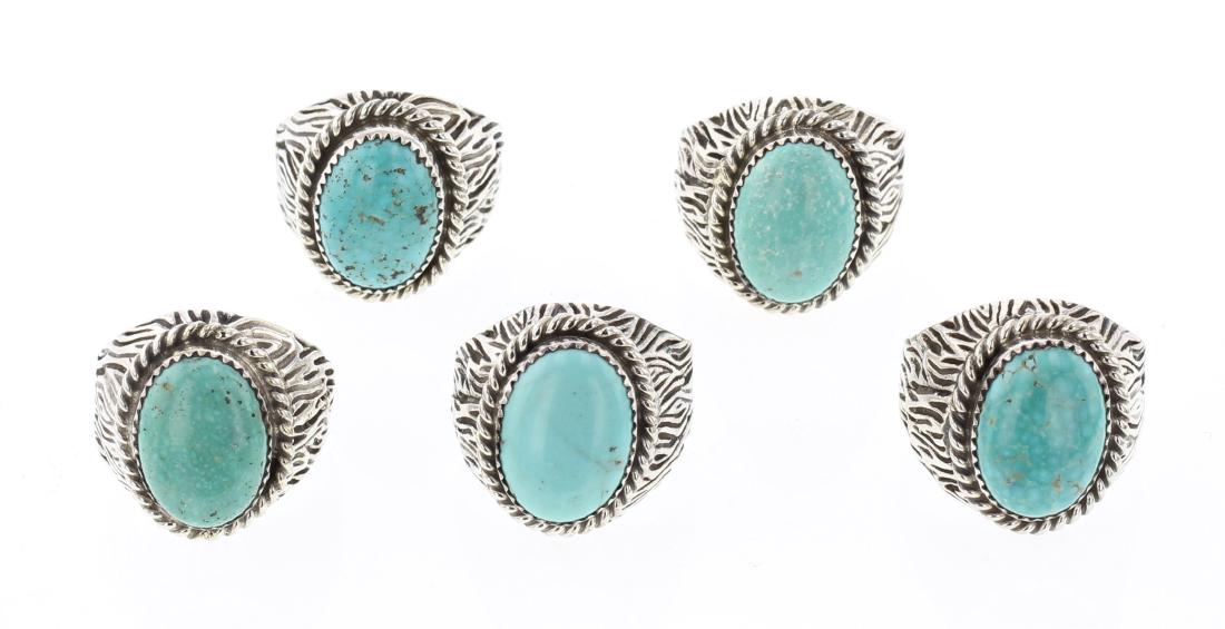 Tom Hasteen Turquoise Rings Lot of Five (1 of 3)