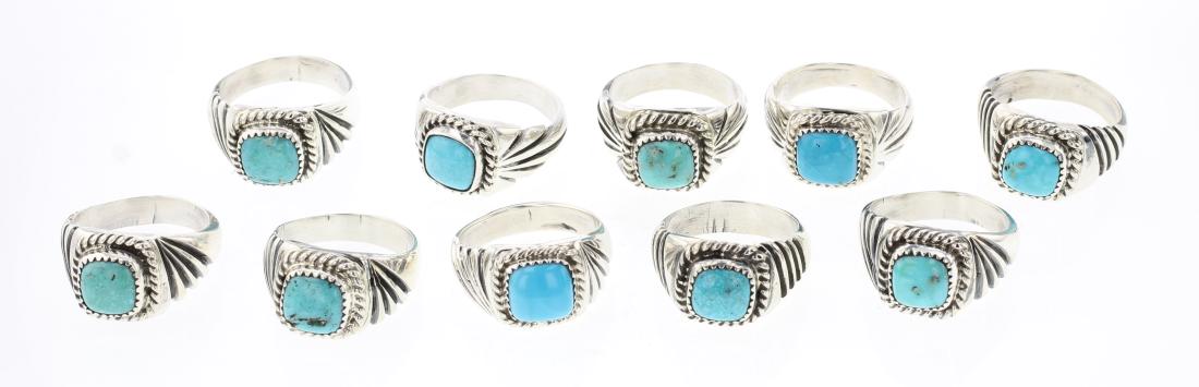 Tom Hasteen Turquoise Ring lot of 10 (1 of 3)