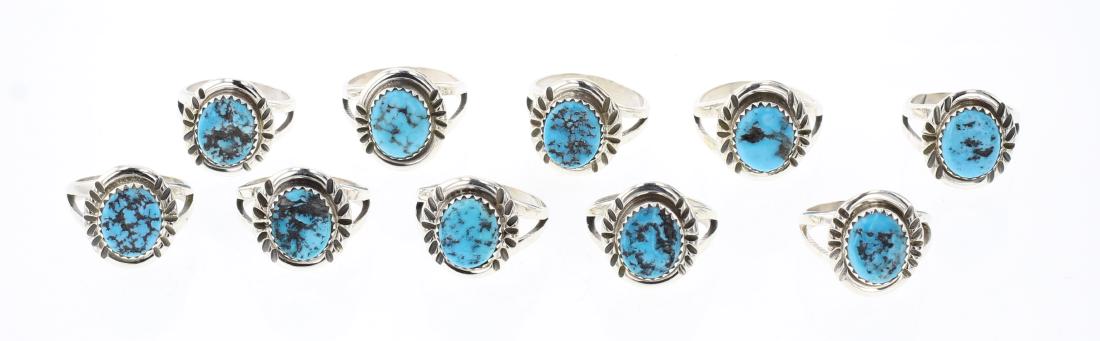 Kingman Turquoise Nugget Ring Lot of 10 Rings (1 of 3)