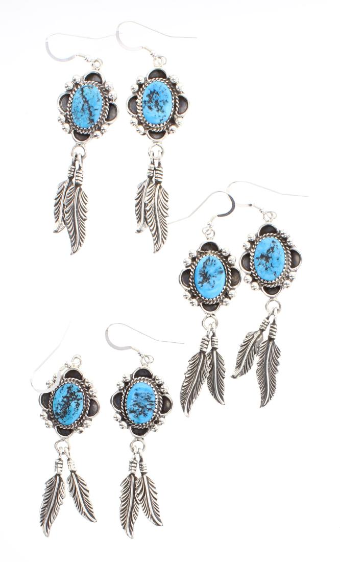 Lenora Silversmith Begay Turquoise Feather Earrings Lot (1 of 2)