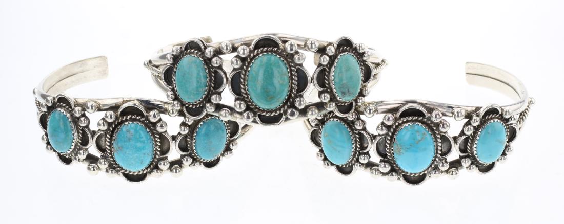 Turquoise Row Bracelet Lot of Three (1 of 3)
