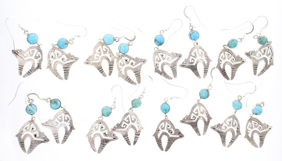 Tom Hasteen Turquoise Bear Earrings Lot of 8 Pairs (1 of 2)