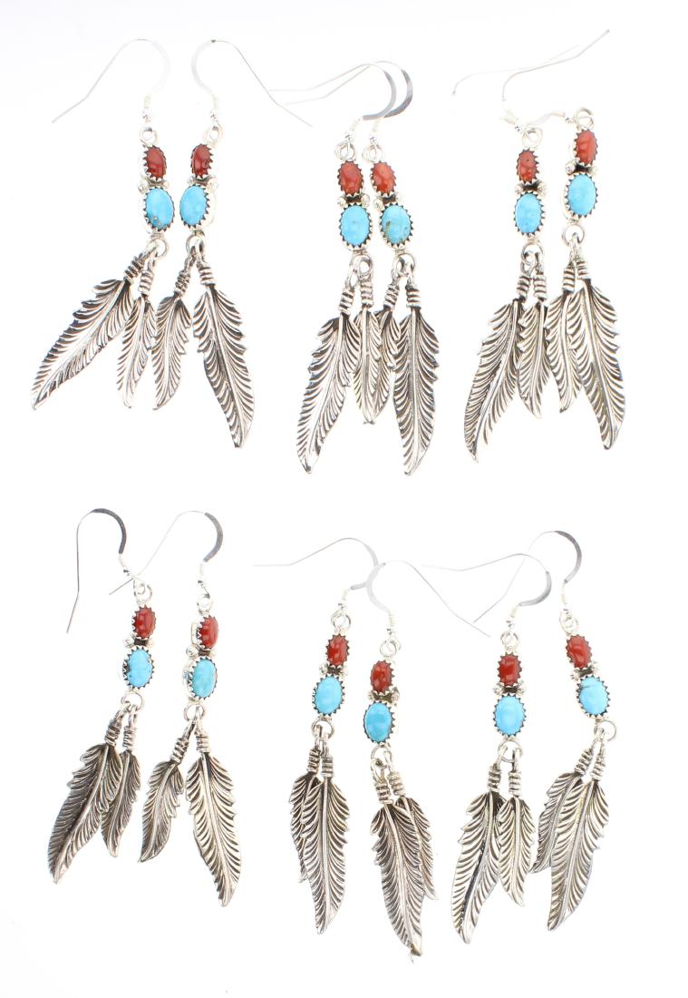 Lenora Silversmith Begay Turquoise & Coral Feather (1 of 2)