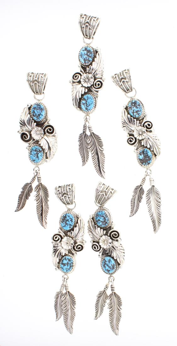 Garrison Boyd Turquoise Feather Pendant Lot of Five (1 of 2)