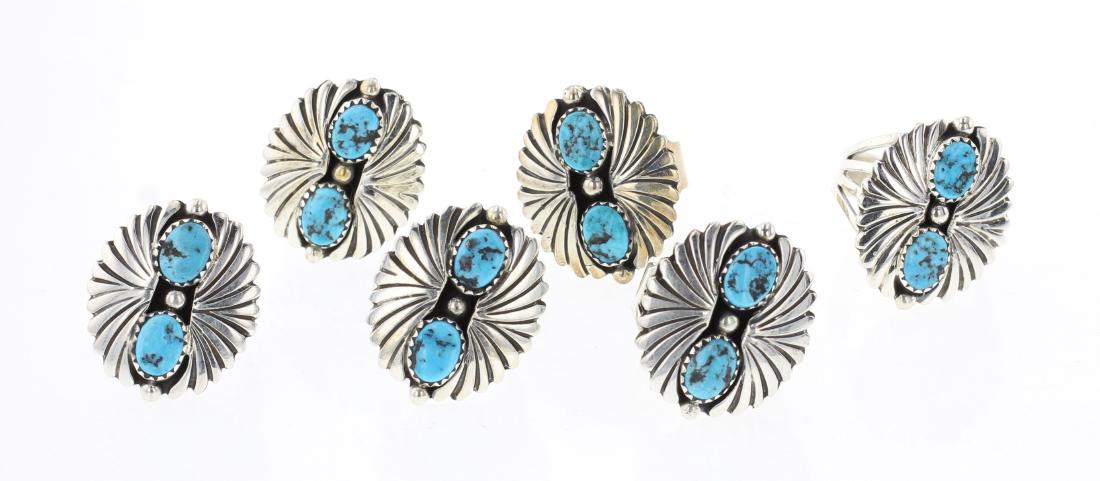 Lenora Silversmith Begay Turquoise Ring Lot of Six (1 of 3)
