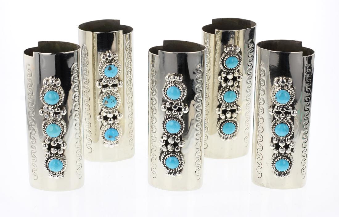 Nickel Silver Turquoise Lighter Case Lot of Five (1 of 3)