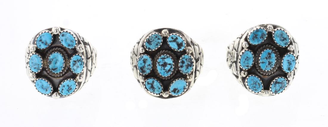 Tom Hasteen Turquoise Cluster Rings Lot of Three (1 of 3)