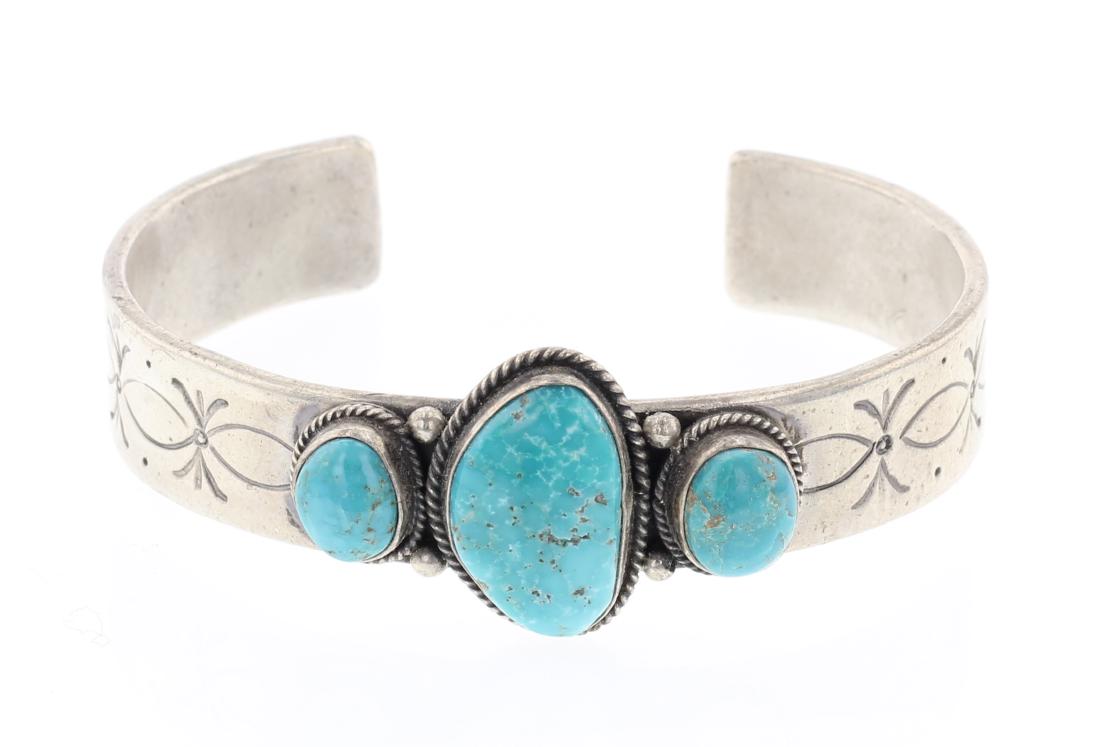 Nila Cook Johnson Vintage Kingman Turquoise Cuff (1 of 3)