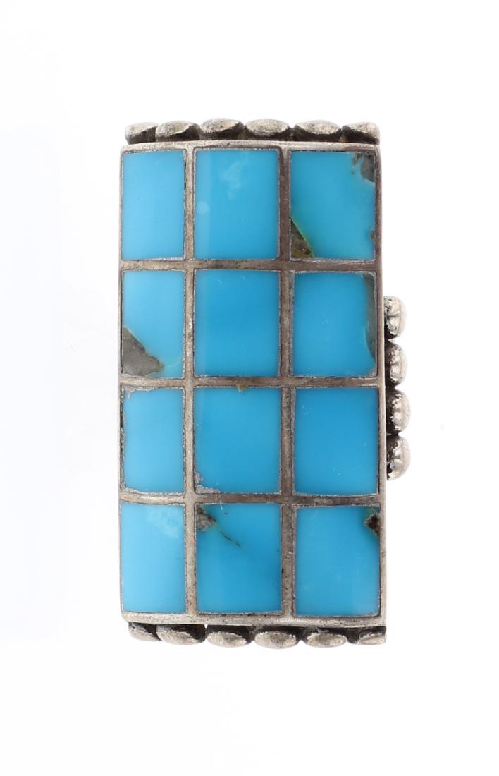 CTC Vintage Block Turquoise Mosaic Inlay Ring (1 of 4)