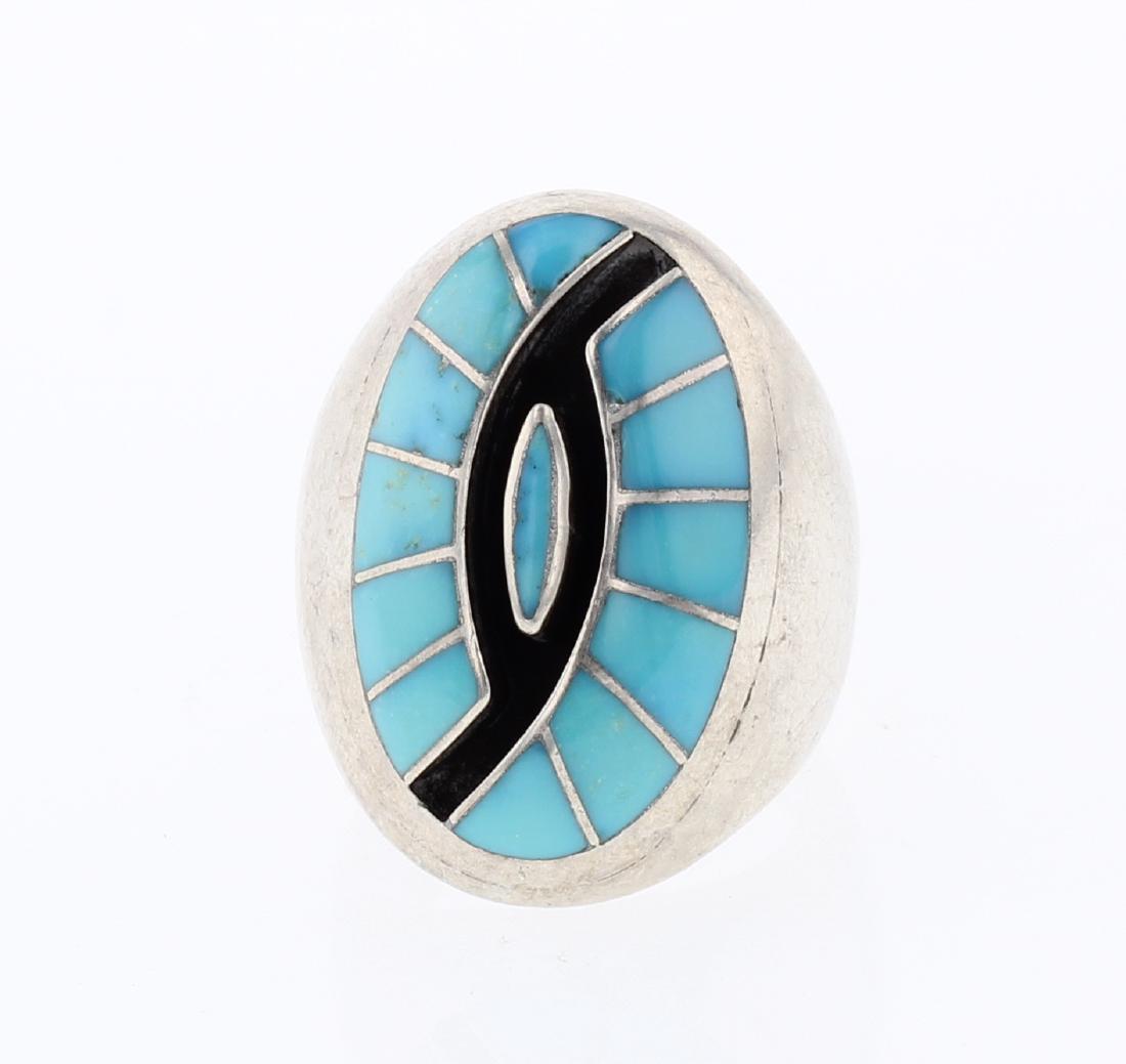 S. & I. P. Vintage Turquoise Inlay Ring (1 of 4)