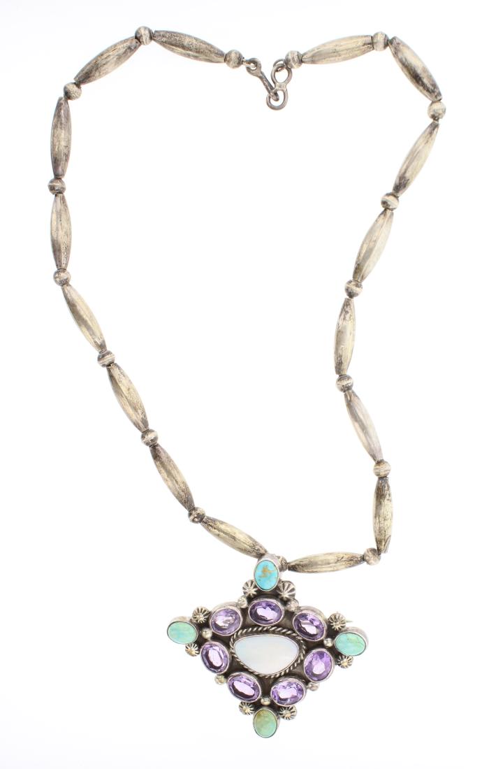 Vintage Multi Stone Pendant & Pin Necklace (1 of 2)