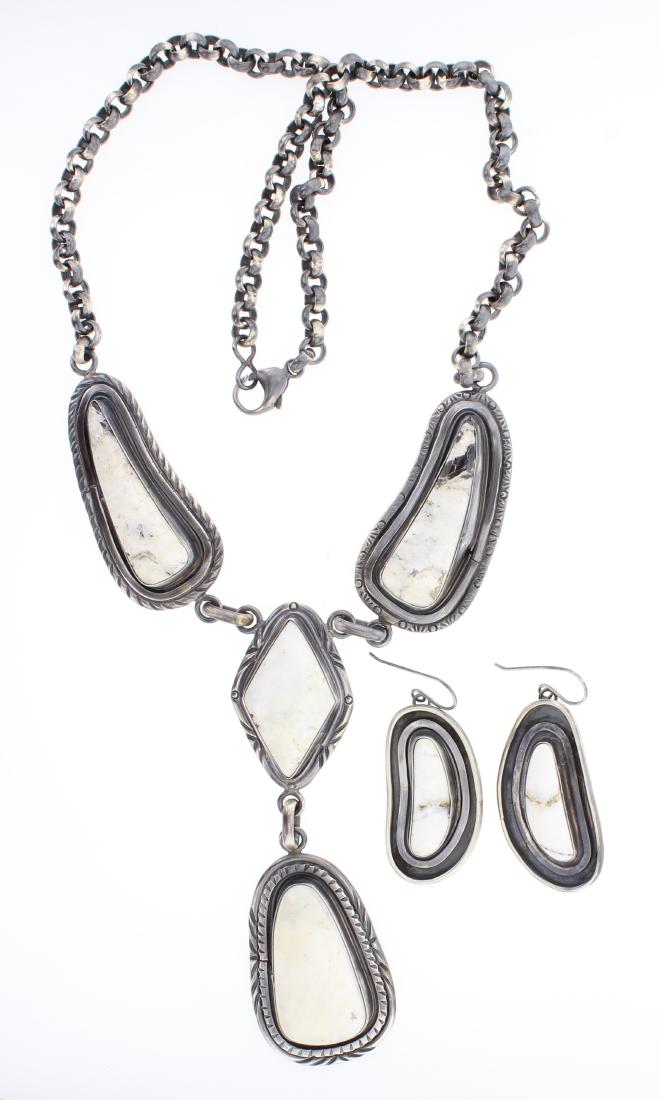 Sheila Becenti White Buffalo  Freeform Cluster Necklace (1 of 2)