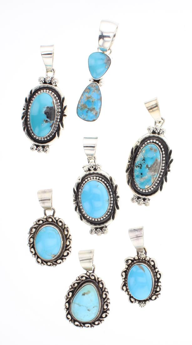 Sheila Becenti Contemporary Turquoise Pendants Lot of (1 of 2)