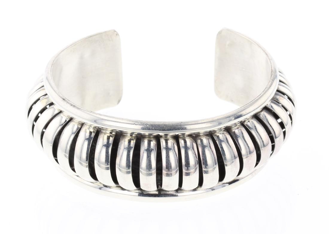 Vintage Jump Ring Domed Cuff Bracelet (1 of 3)
