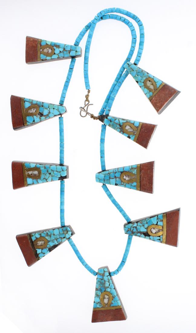 Vintage Acrylic Disc Art Deco Inlay Necklace (1 of 2)