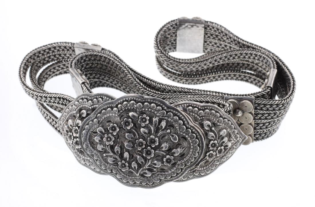 Vintage Full Silver Concho Belt with Flower Belt Buckle (1 of 2)