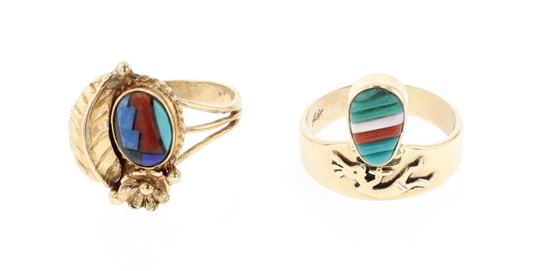 Vintage 14K Gold Southwest Multi Stone Rings (1 of 3)