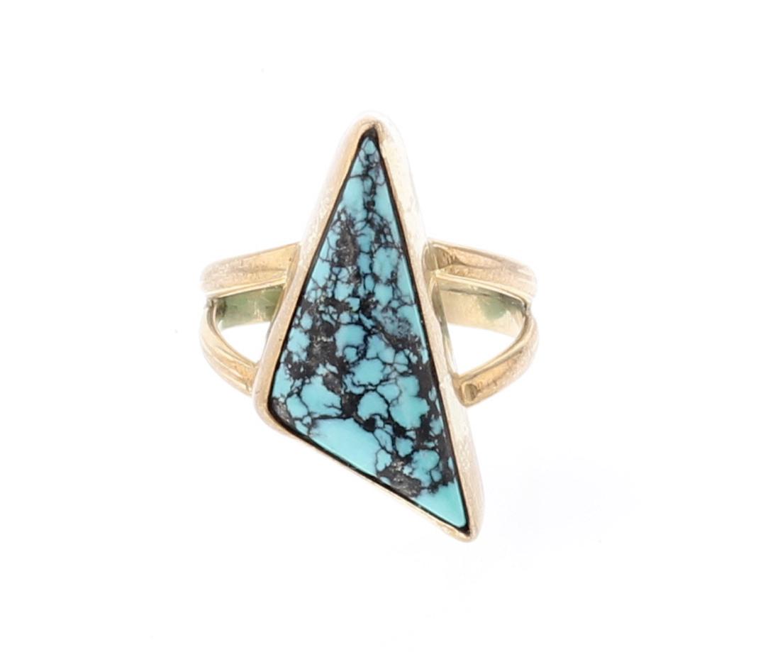 Vintage 14K Gold Spider Web Turquoise Ring (1 of 3)