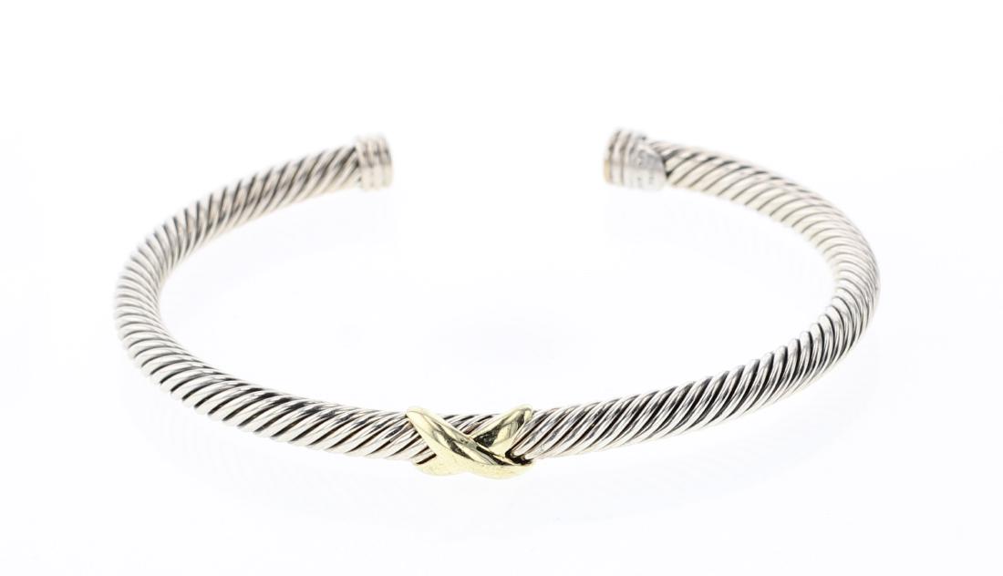 David Yurman Sterling Silver & 18K Gold Cable Bracelet (1 of 3)
