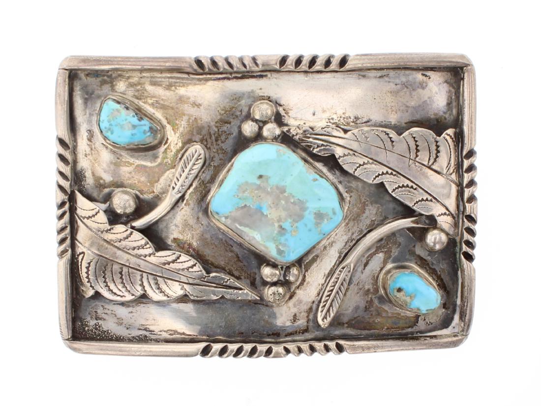 Old Pawn Turquoise Leaf Belt Buckle