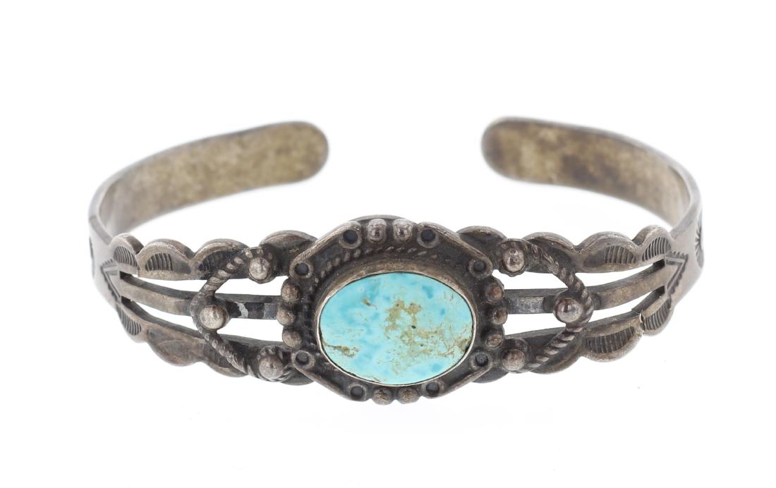 Old Pawn Fred Harvey Era Turquoise Bracelet (1 of 3)
