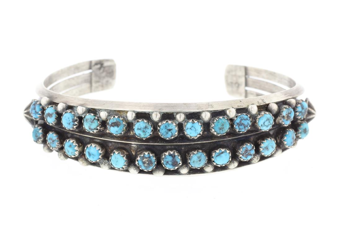Old Pawn  Turquoise Double Row Bracelet (1 of 3)