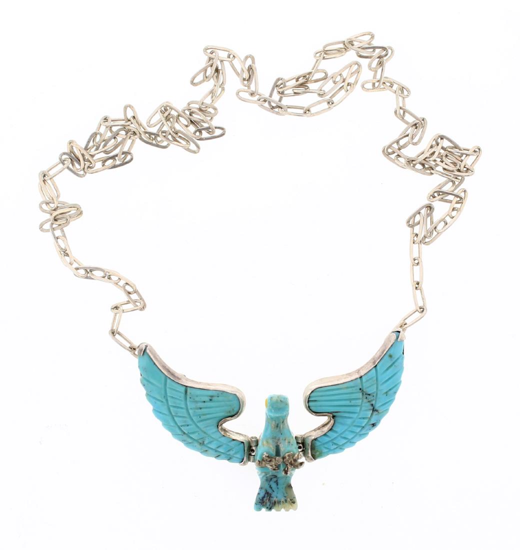 Vintage Turquoise Eagle Fetish Inlay Necklace (1 of 2)
