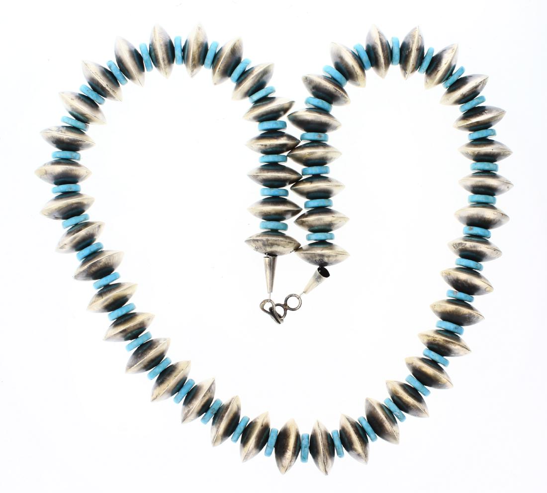 Sb Contemporary Navajo Pearls Roundel Beads & Turquoise (1 of 3)