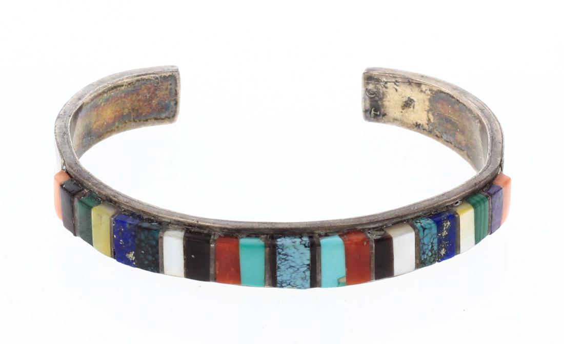 Vintage Block & Genuine Cobblestone Inlay Bracelet (1 of 3)