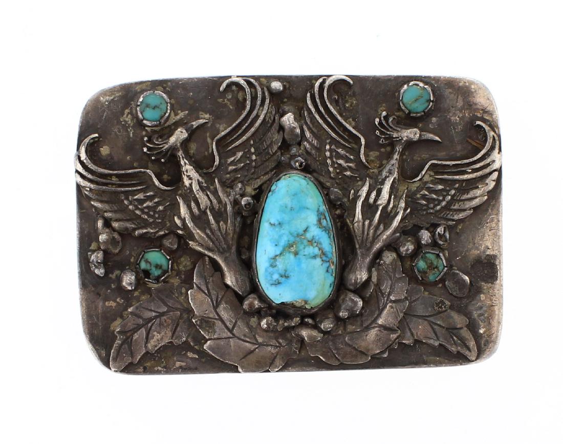 Old Pawn Turquoise Bird Belt Buckle