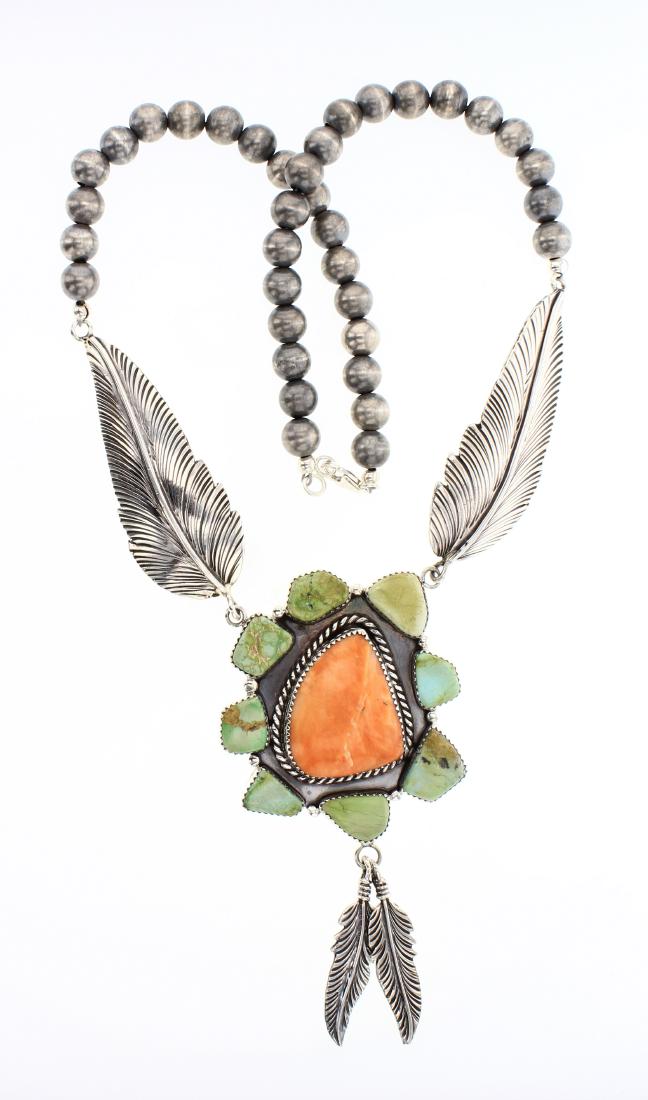 Contemporary Spiny Oyster & Turquoise Leaves & Beads (1 of 2)