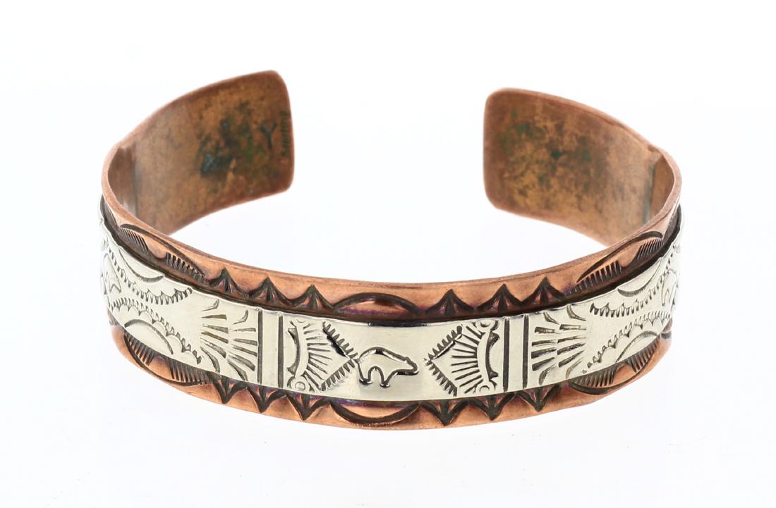 Silver over Copper Geometric Design Bracelet (1 of 3)