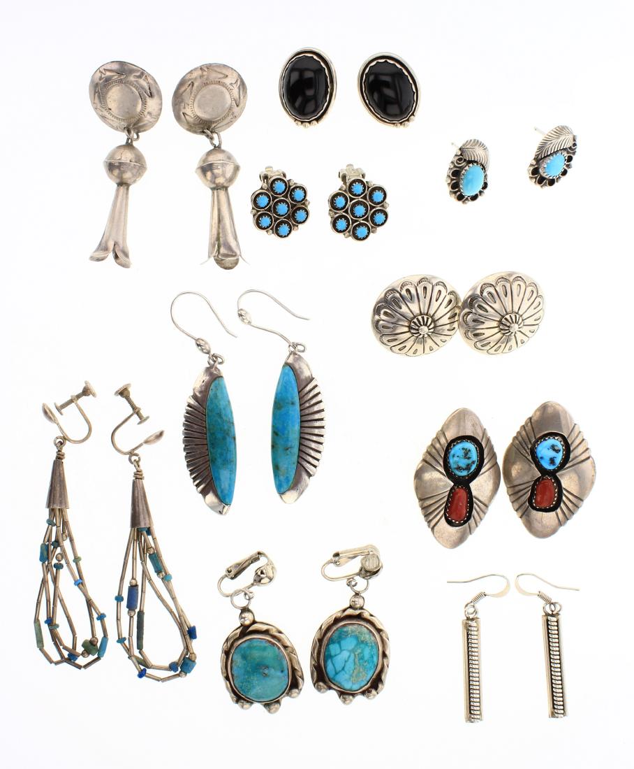 Vintage & Old Pawn Turquoise & Coral Earrings Lot of 10 (1 of 2)