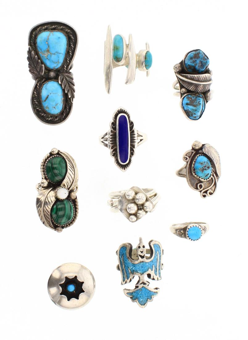 Vintage & Old Pawn Turquoise Rings Lot of 10 (1 of 3)