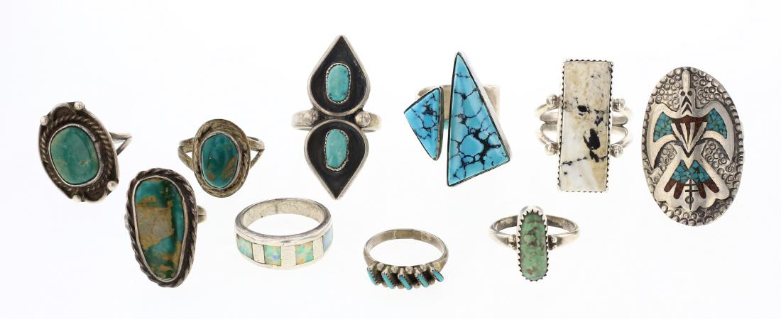 Old Pawn & Vintage Turquoise Rings Lot of 10 (1 of 3)
