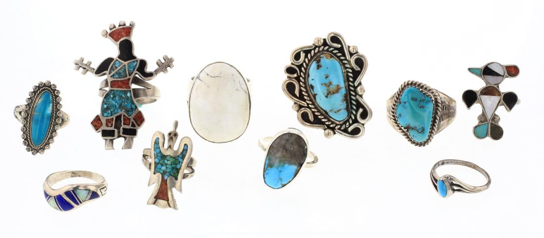 Old Pawn & Vintage Turquoise Rings Lot of 10 (1 of 3)