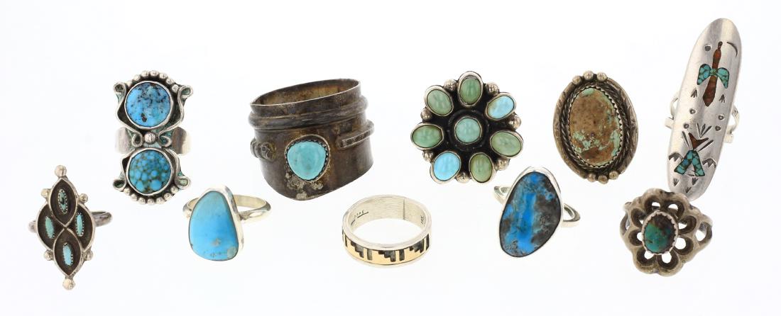 Old Pawn & Vintage Turquoise Rings Lot of 10 (1 of 3)
