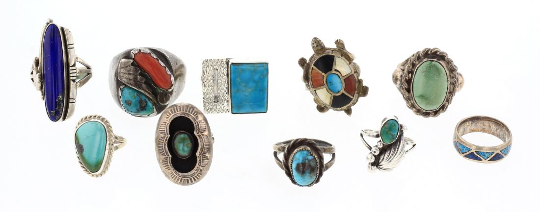 Old Pawn & Vintage multi Stone Rings Lot of 10 (1 of 3)