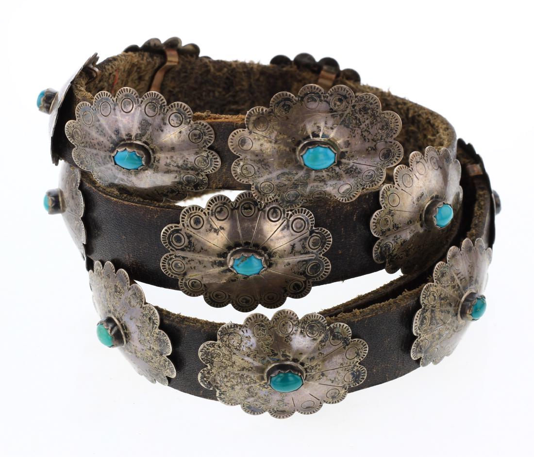 Old Pawn Antique Turquoise Stamp Concho Belt (1 of 2)