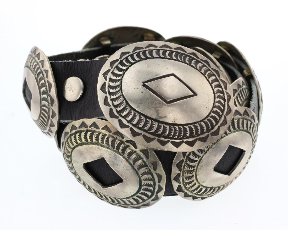 Old Pawn Vintage Heavy Stamp Punch Out Concho Belt (1 of 2)