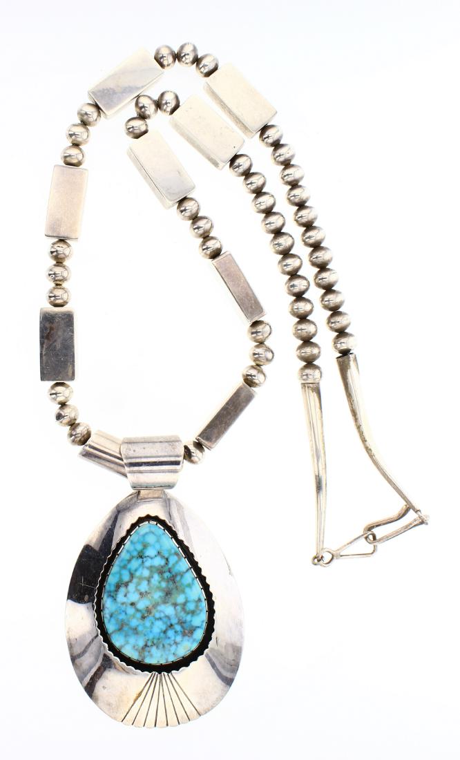NG Vintage Water Web Kingman Turquoise Pendant & Beads (1 of 2)