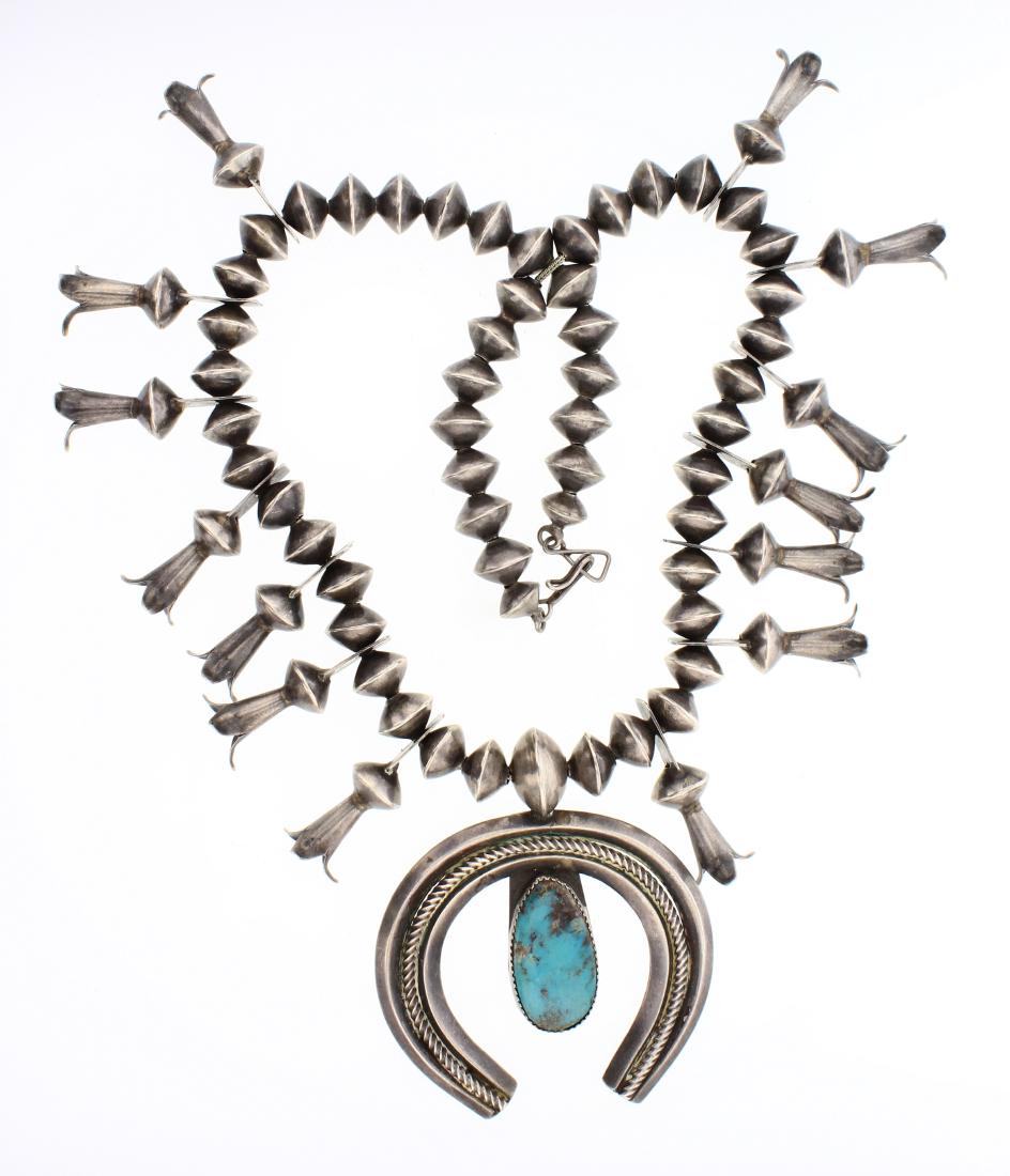 Vintage Turquoise Roundel Beads Squash Blossom Necklace (1 of 2)