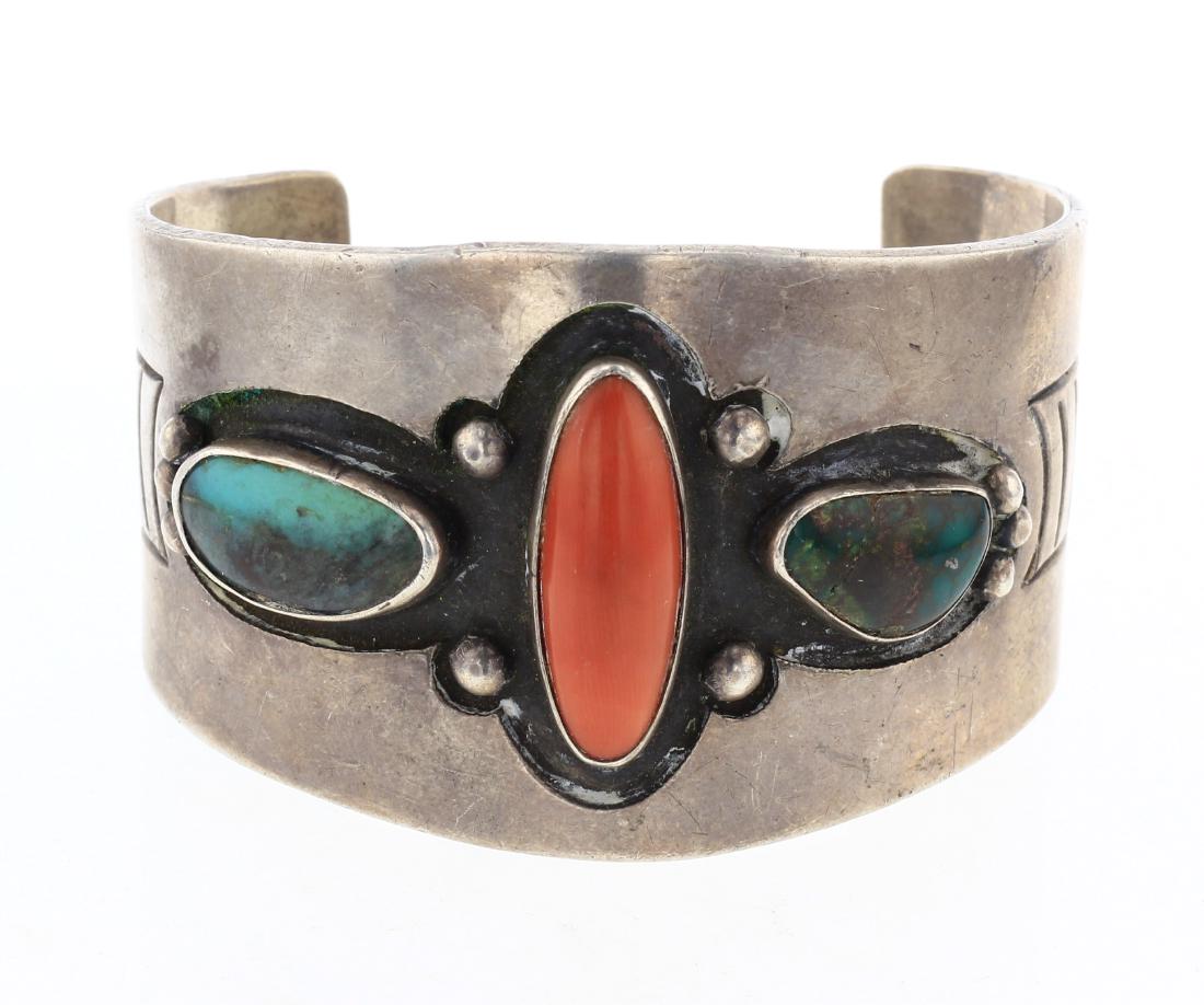 Old Pawn Turquoise & Coral Heavy Stamp Shadow Box (1 of 3)