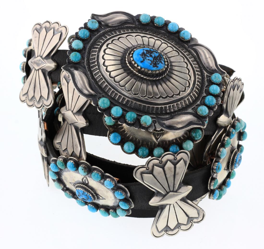 Kingman  Cluster Turquoise Stamp Large Concho Belt (1 of 2)