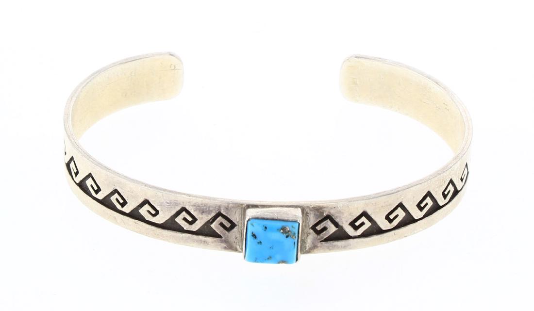 DJ Vintage Turquoise Geometric Design Cuff Bracelet (1 of 3)