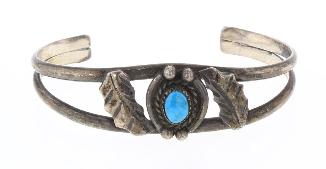 AT Old Pawn Turquoise Leaf Cuff Bracelet (1 of 3)