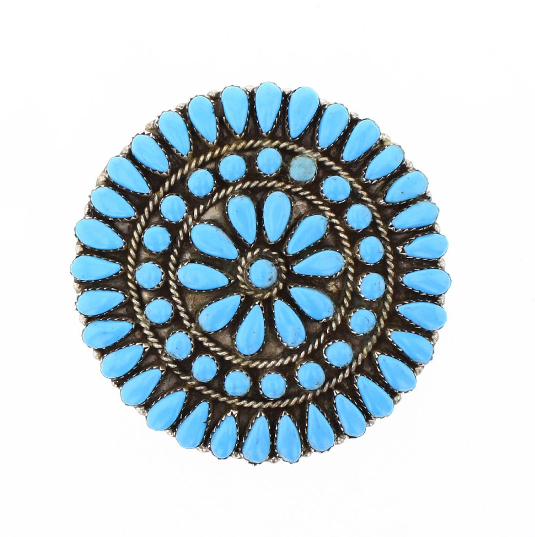 Vintage Block Turquoise Cluster Pin (1 of 2)