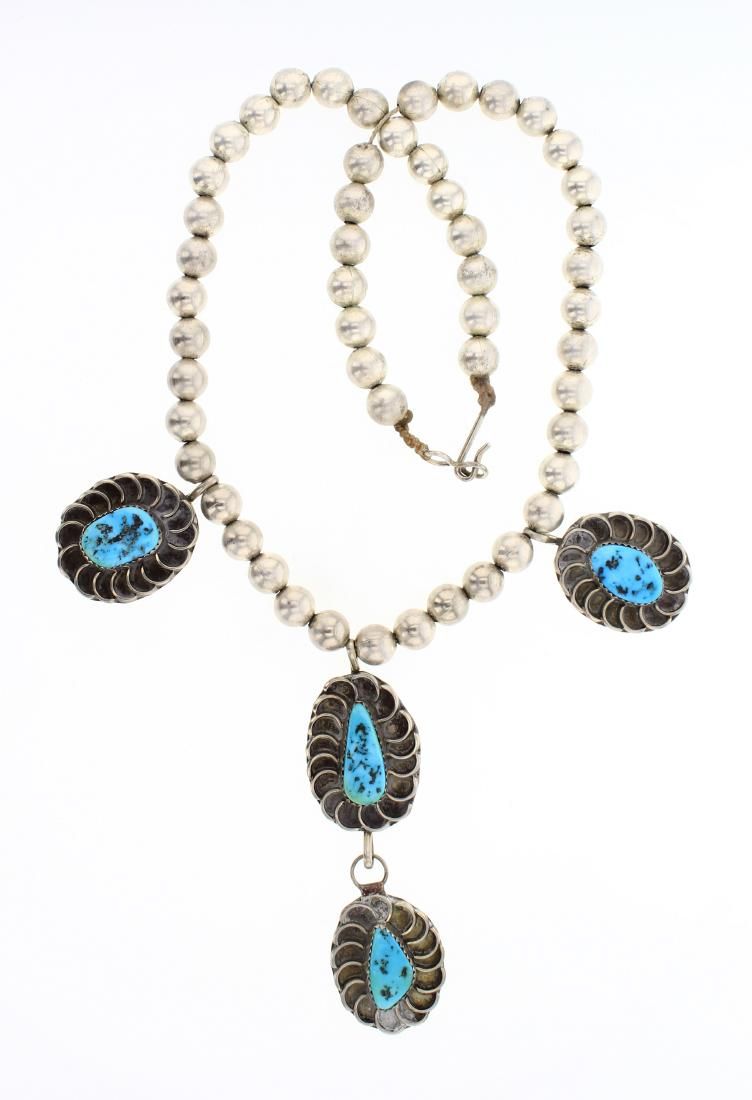 Vintage Turquoise Nugget Large Beads Necklace (1 of 2)