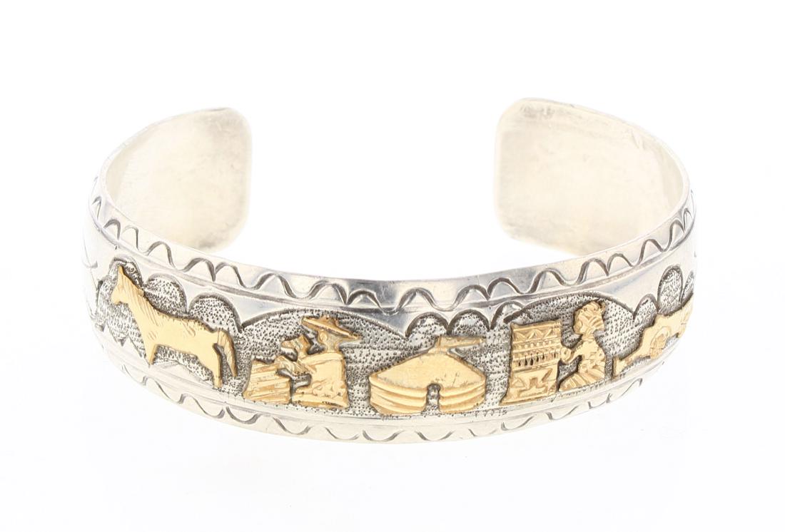 TA Begay Vintage Story Teller Overlay Cuff Bracelet (1 of 4)